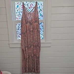 Elegant Sleeveless Maxi Dress - Pink and Blue